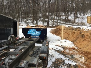 Dumpster in the snow in Washington County, MD