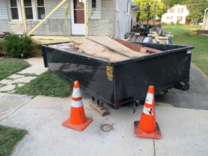 Rental dumpster for a home renovation project from Blue Box Rental in Hagerstown, MD